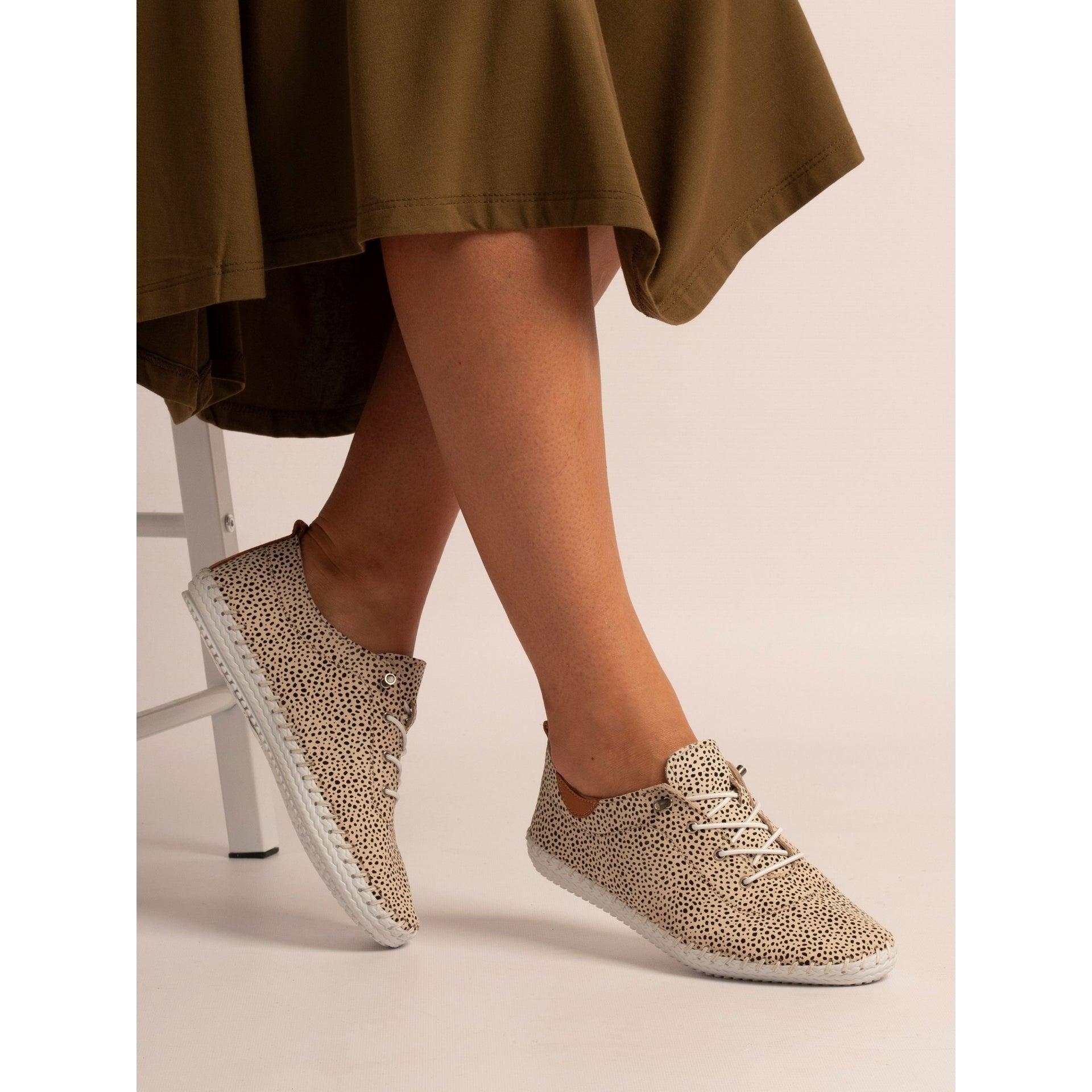 St. Ives Animal Spot Leather Plimsoll | Lunar Shoe | Lunar Shoes