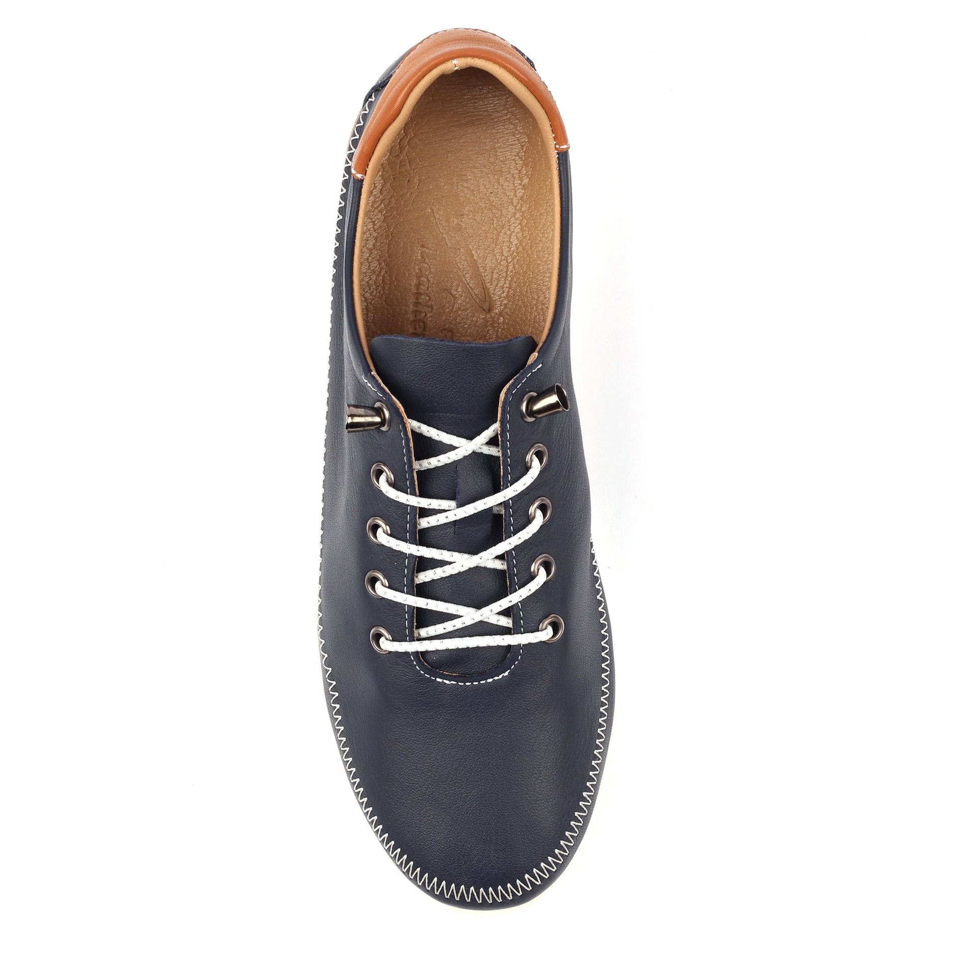 Penelopy Navy Leather Trainer