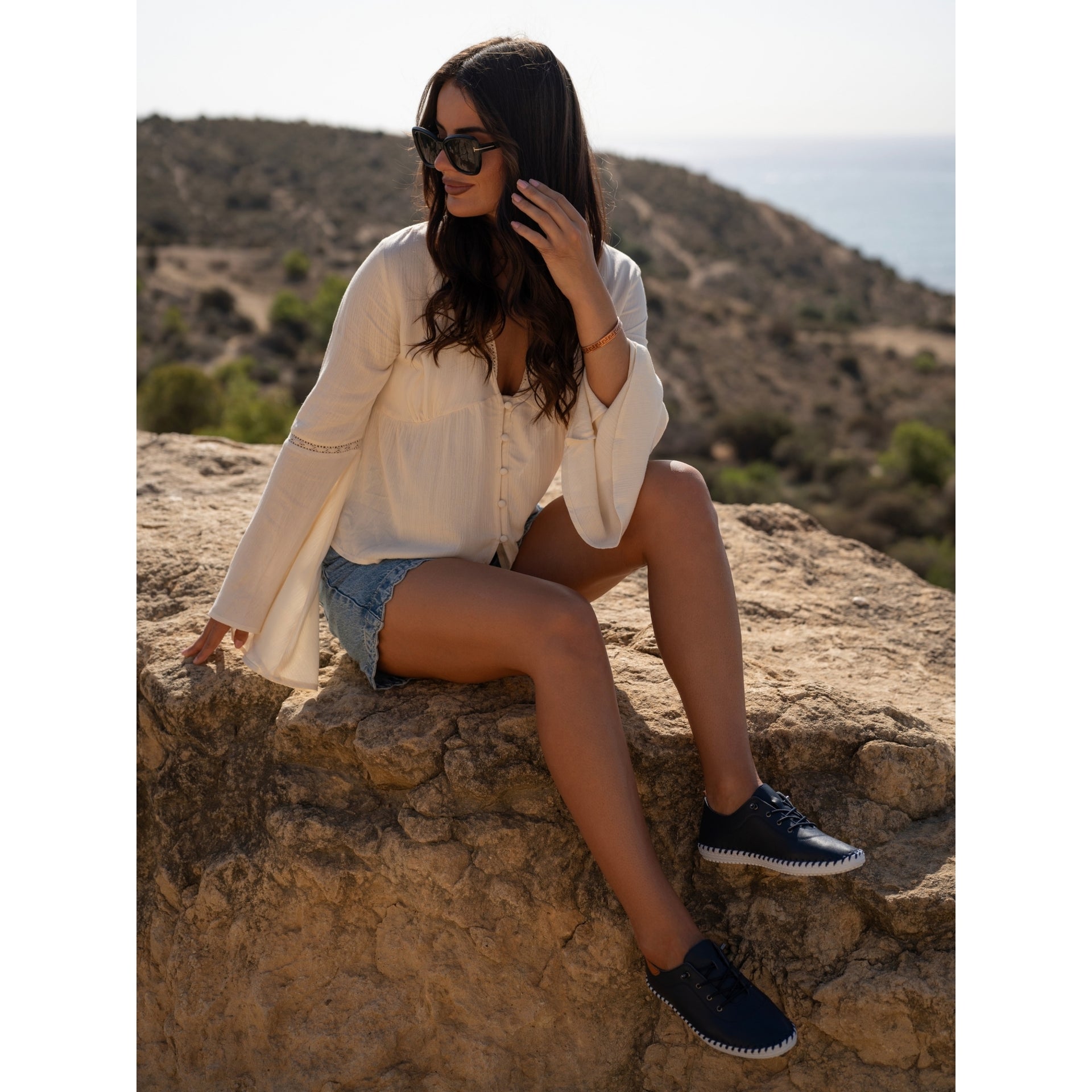 St. Ives Blue Leather Plimsoll