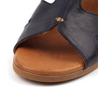 Joanna Navy Leather Sandal
