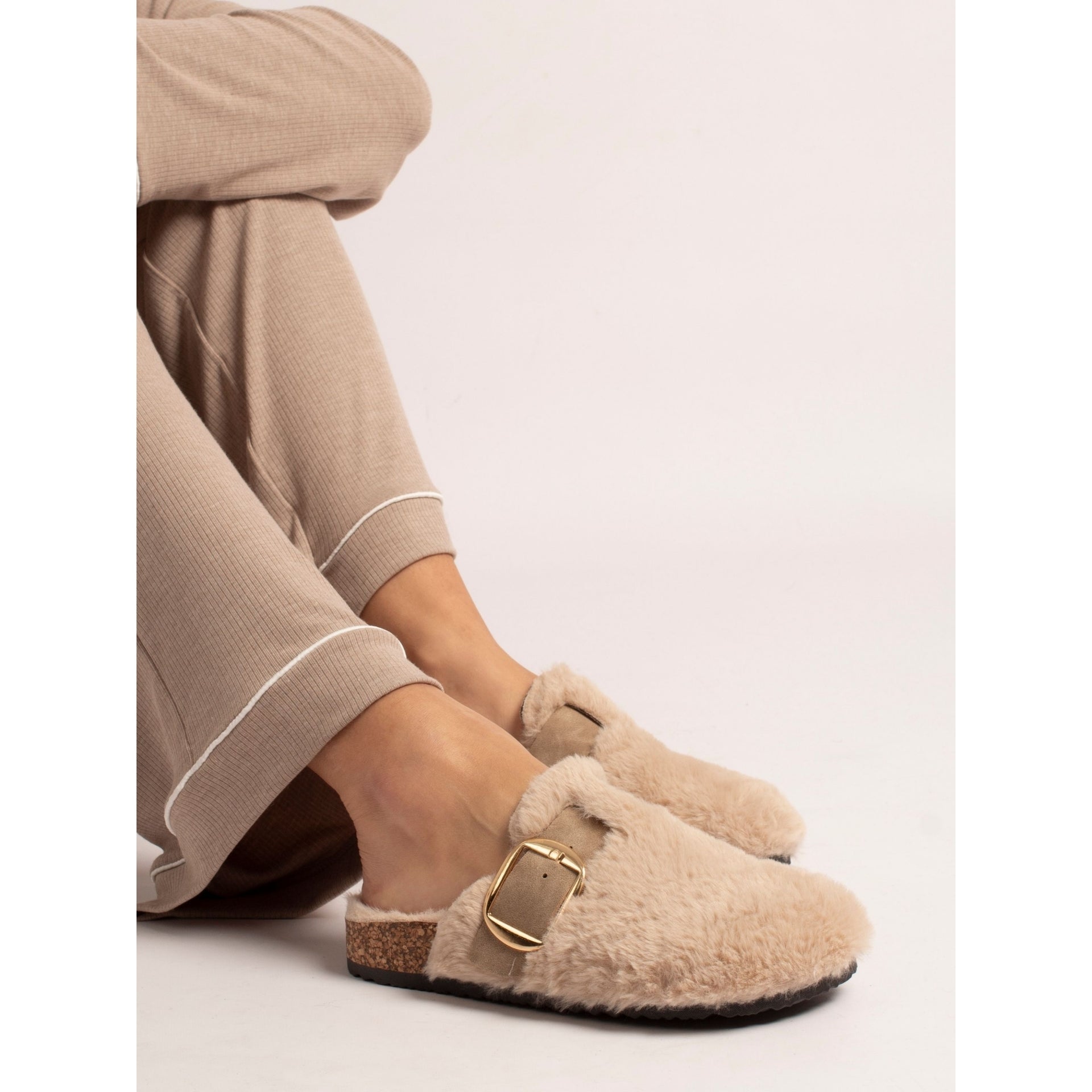 Rhianna Beige Mule Slipper