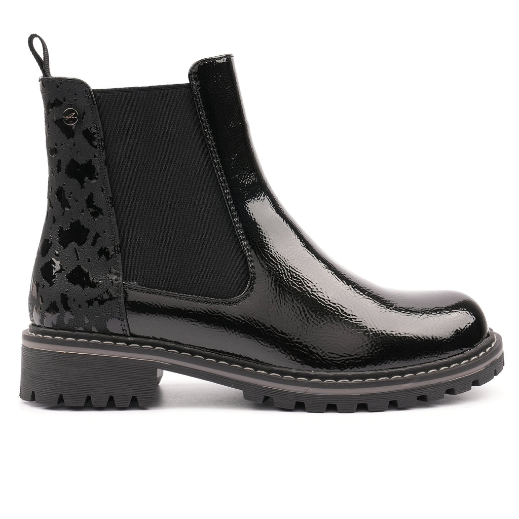 Bessy Black Patent Ankle Boot