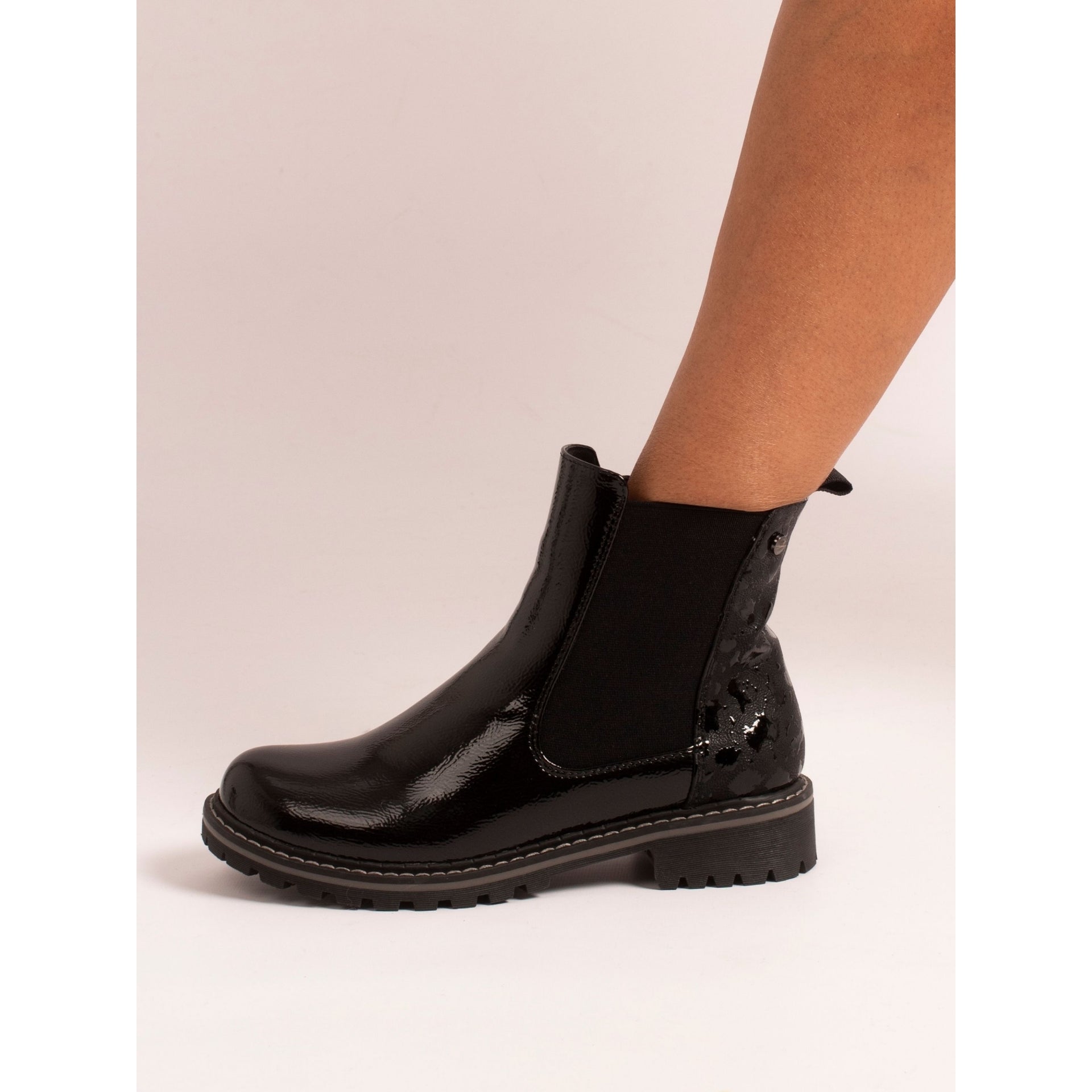 Bessy Black Patent Ankle Boot