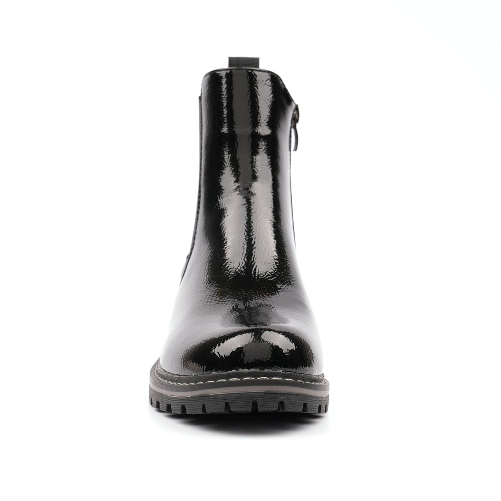 Bessy Black Patent Ankle Boot