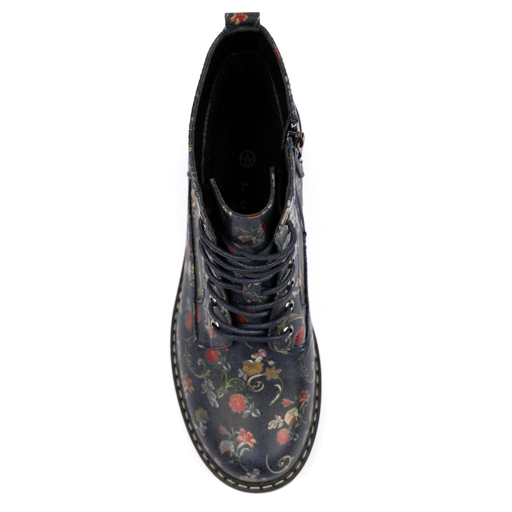 Amarillis Navy Floral Ankle Boot