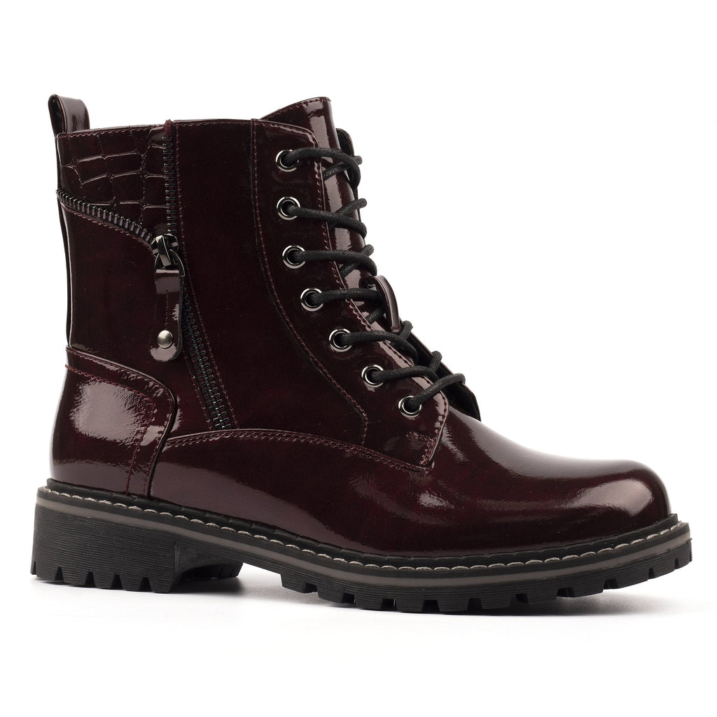 Allison Burgundy Patent Ankle Boot