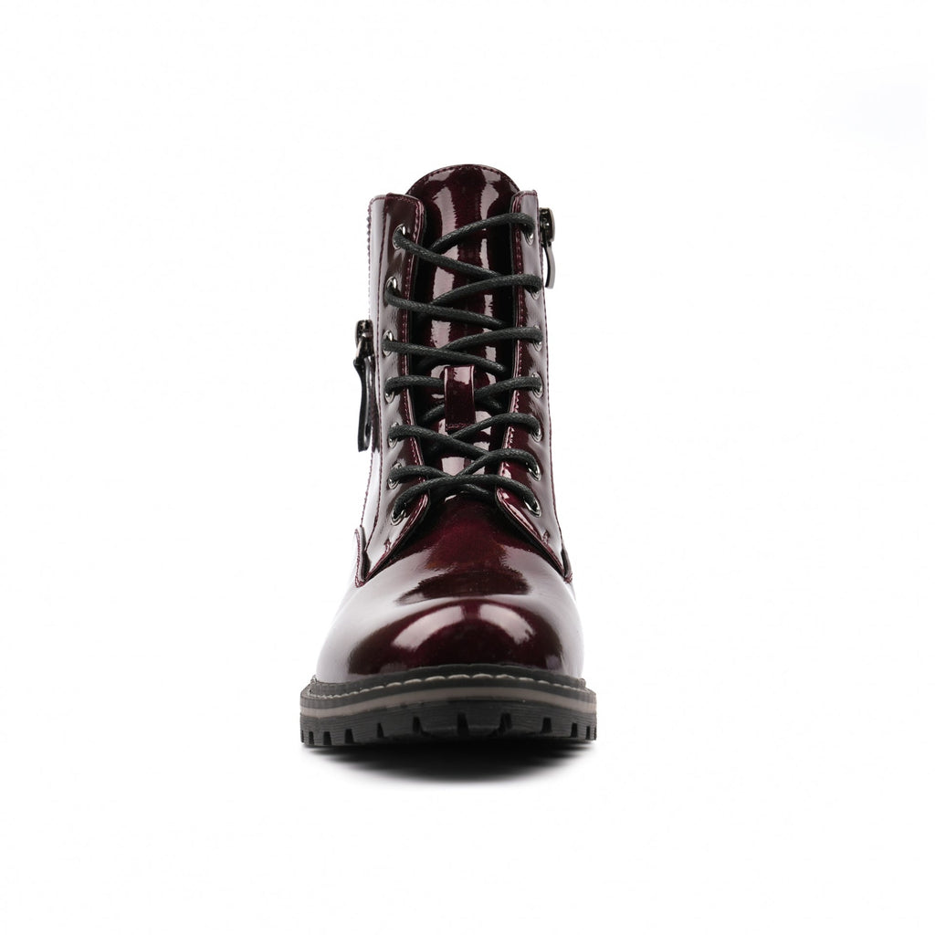 Allison Burgundy Patent Ankle Boot