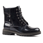 Allison Navy Patent Ankle Boot