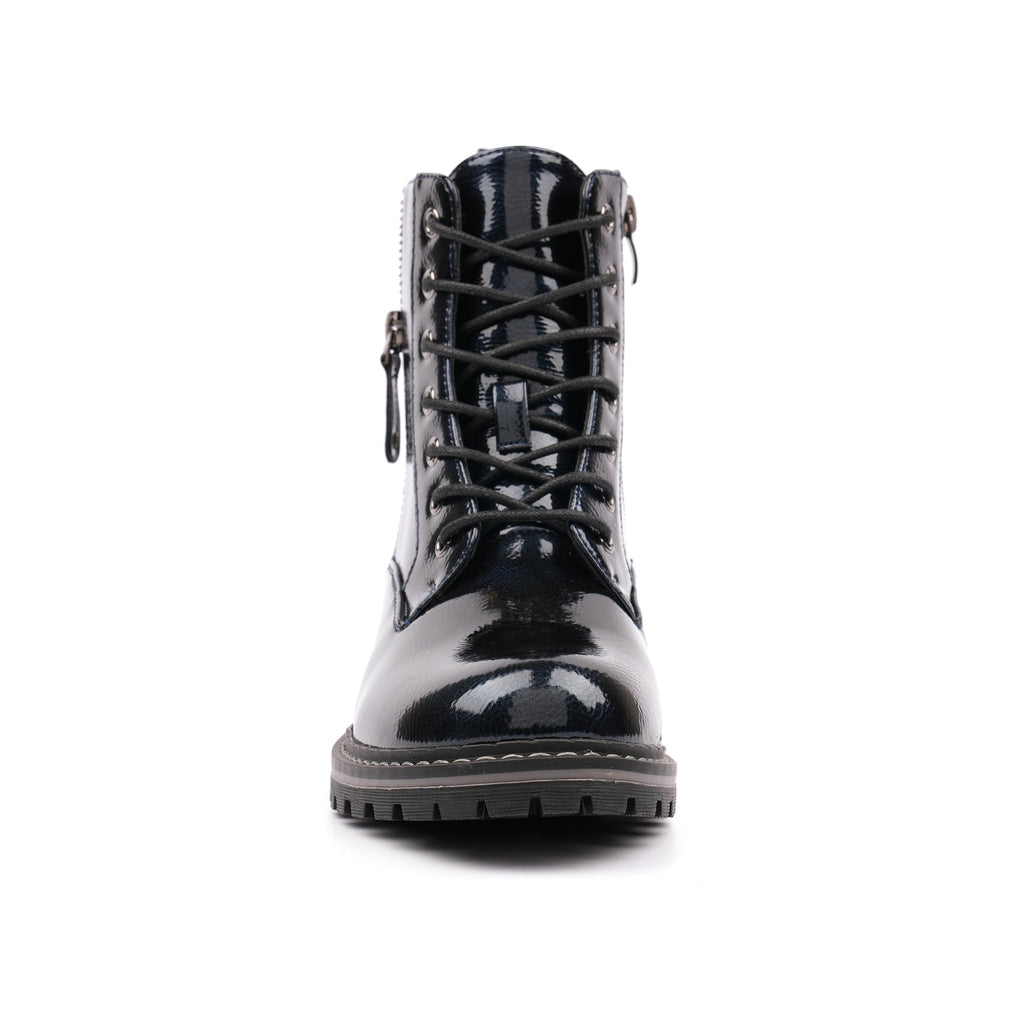 Allison Navy Patent Ankle Boot