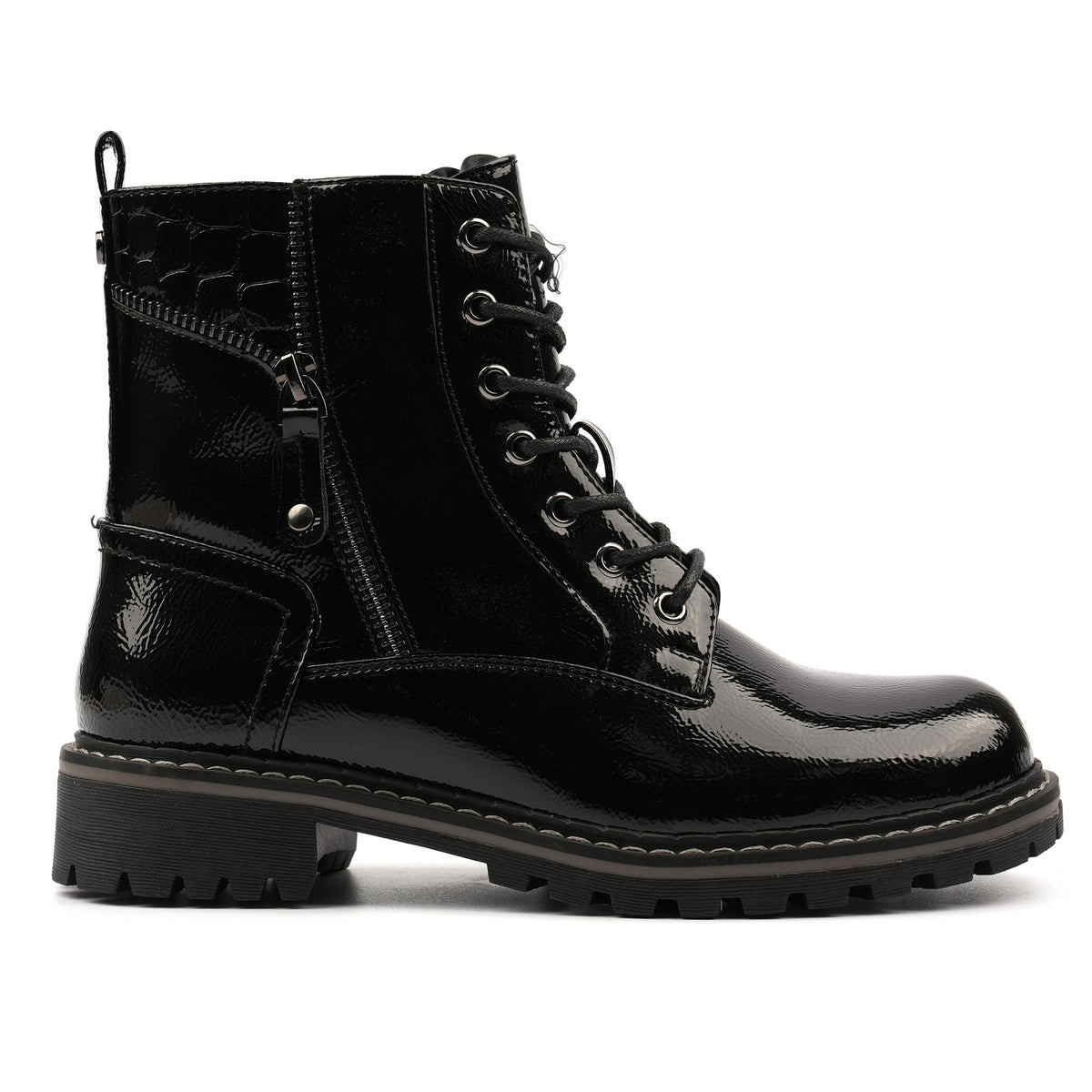 Allison Black Patent Ankle Boot