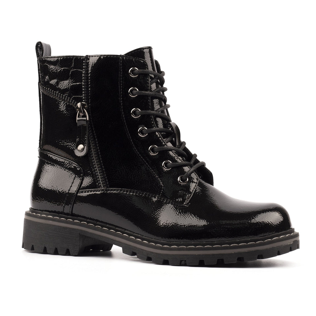Allison Black Patent Ankle Boot