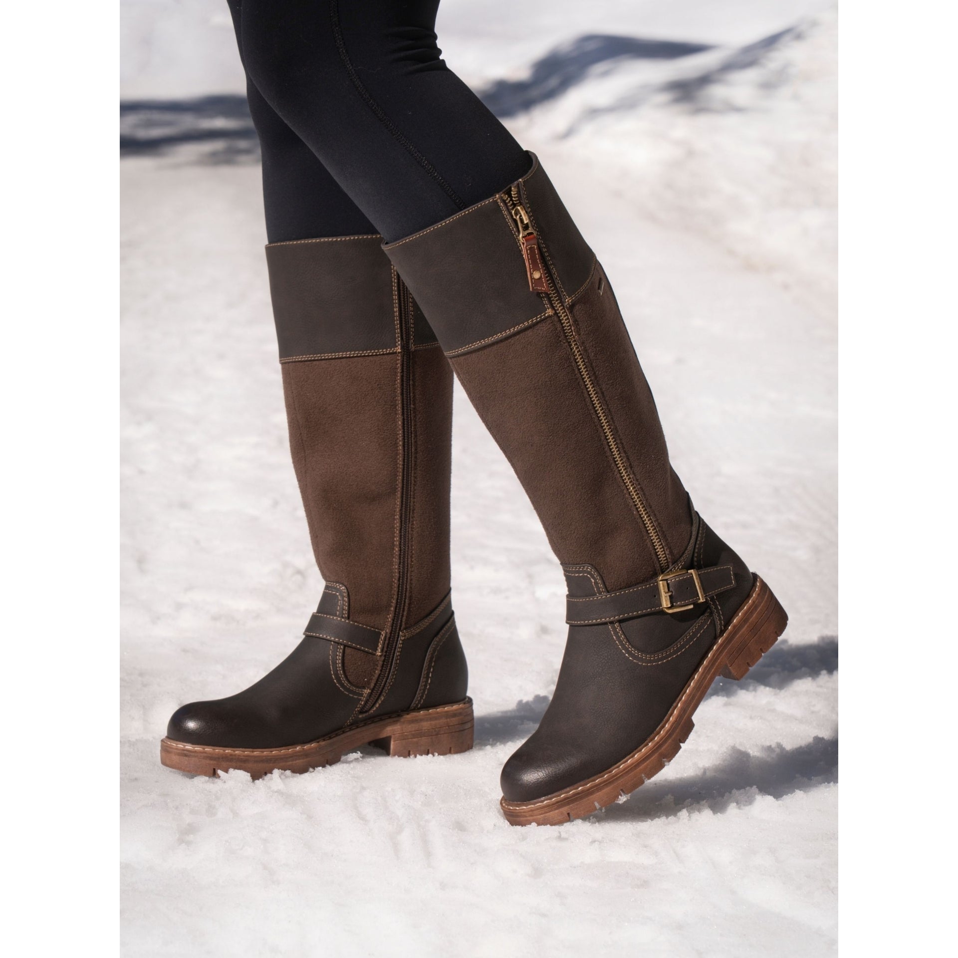 Joy Brown Waterproof Expanding Calf Long Boot
