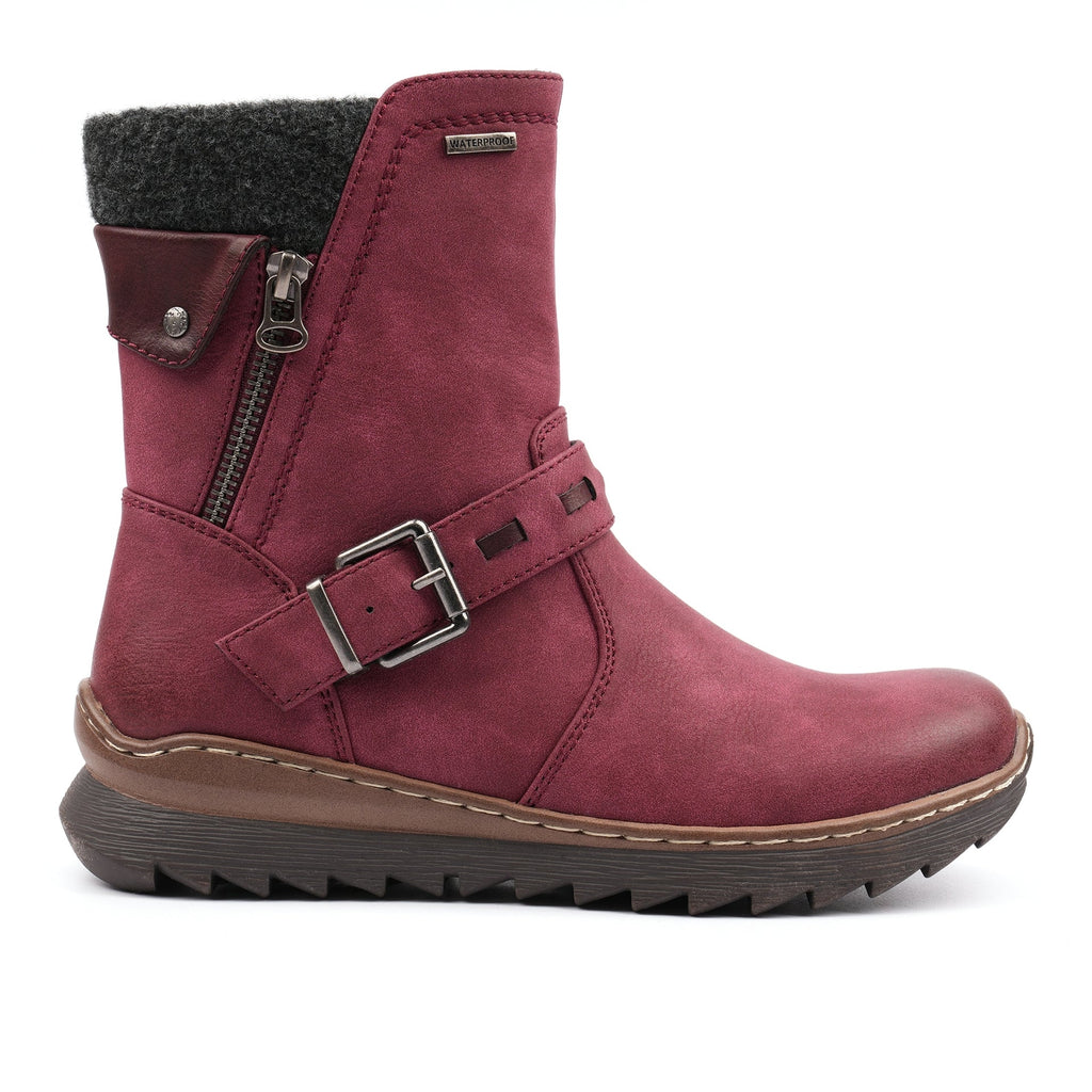 Haley Burgundy Waterproof Ankle Boot