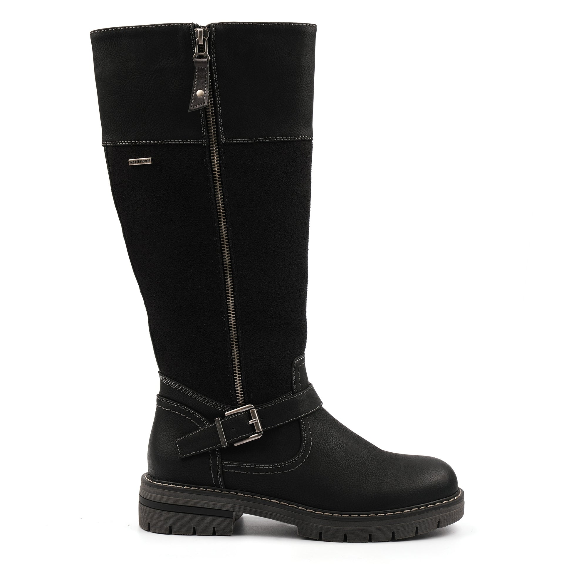 Joy Black Waterproof Expanding Calf Long Boot