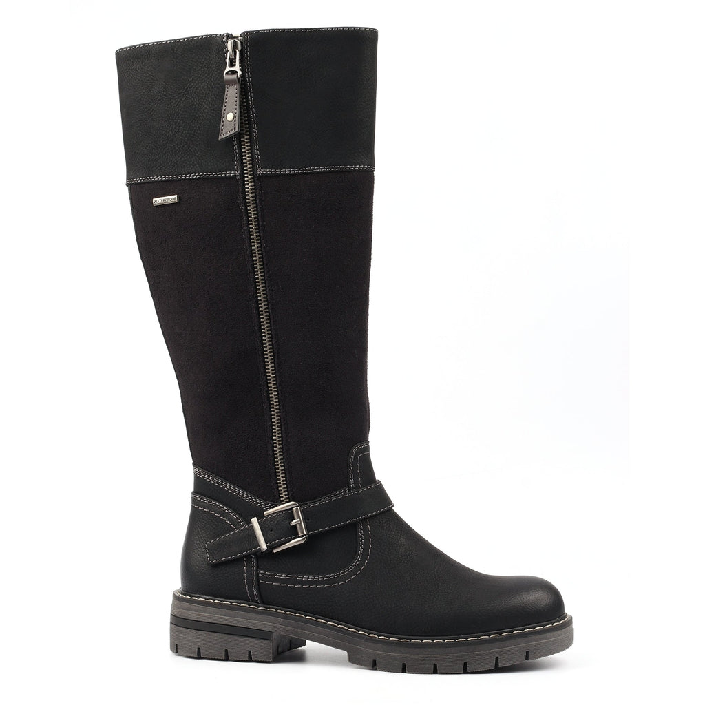 Joy Black Waterproof Expanding Calf Long Boot