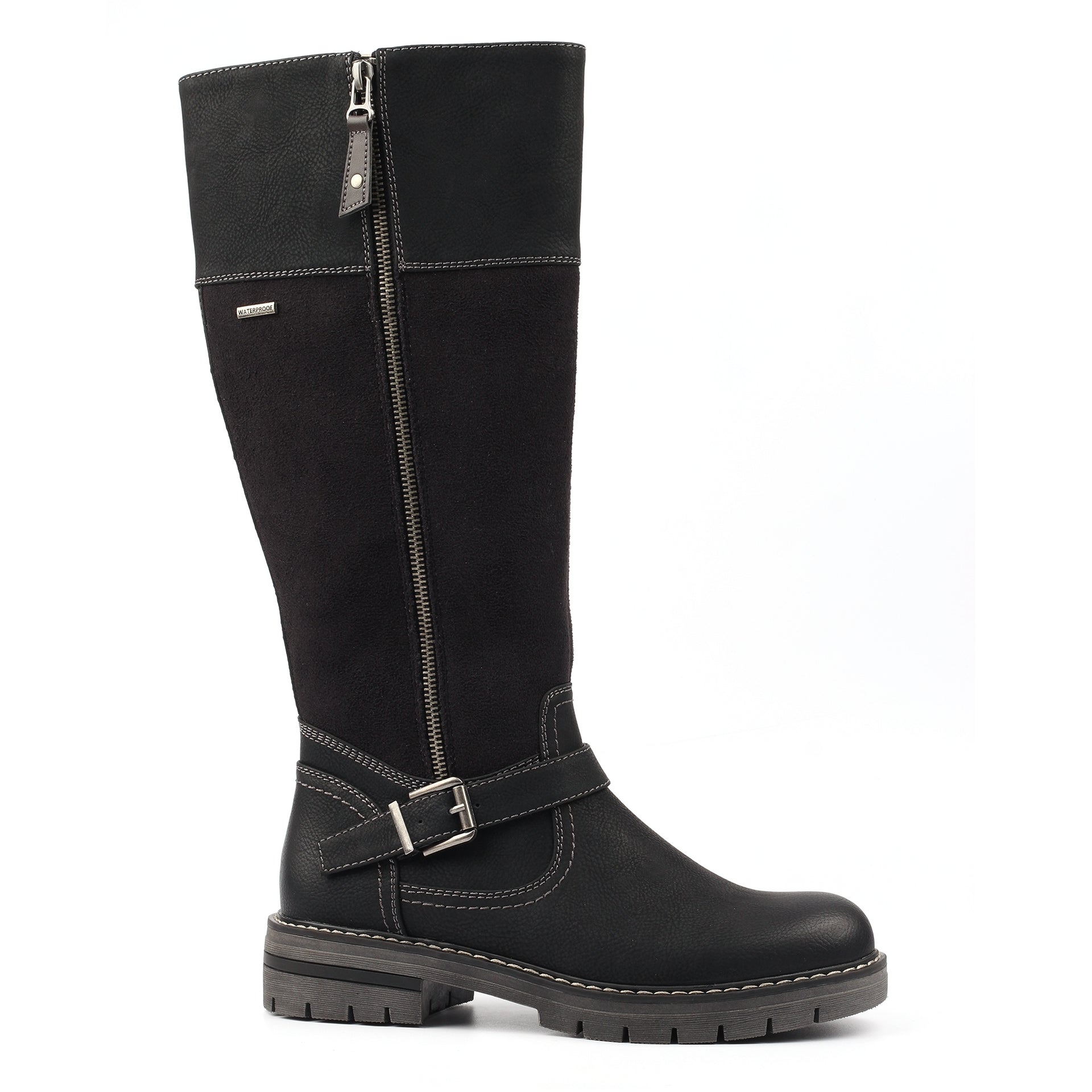 Joy Black Waterproof Expanding Calf Long Boot