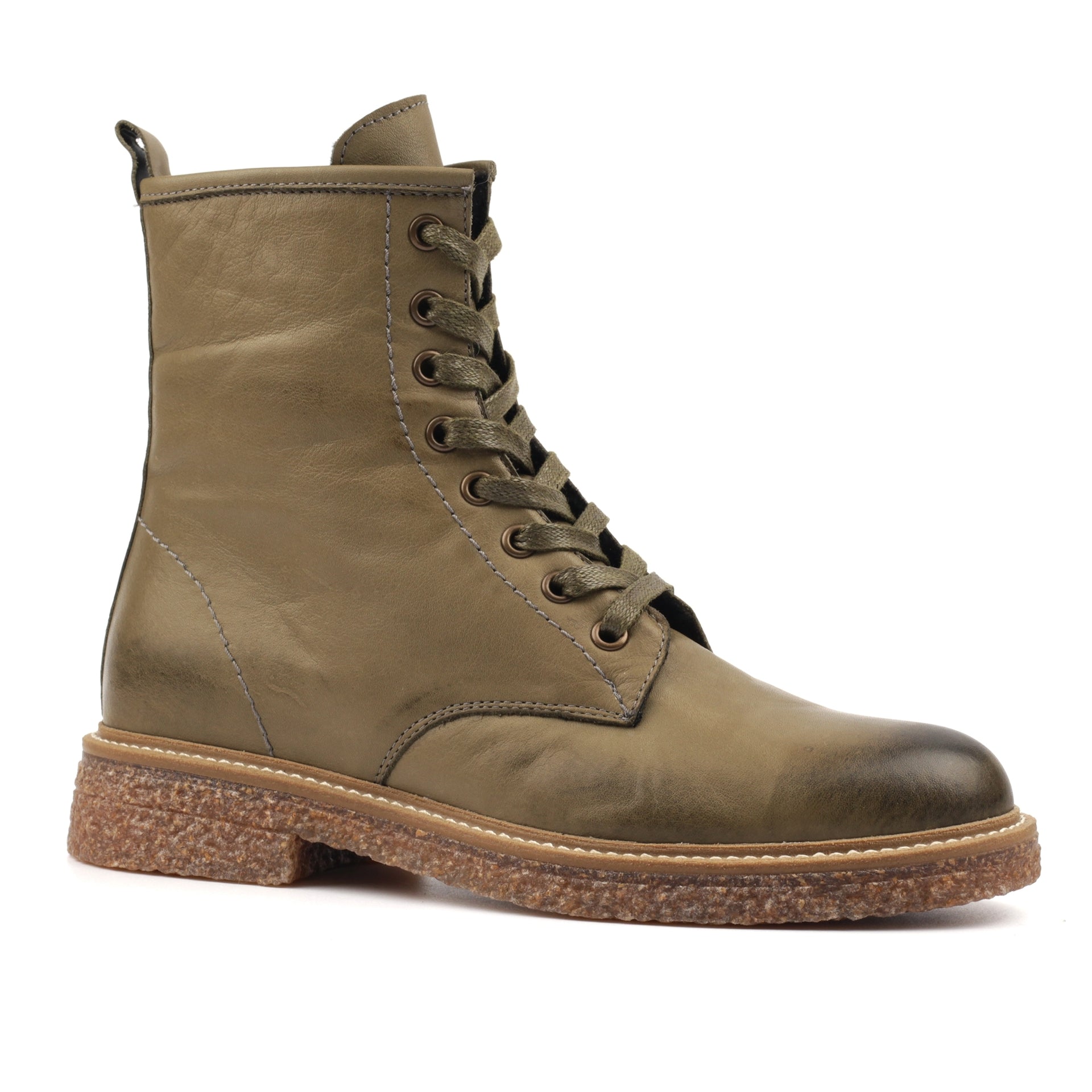 Venus Green Leather Ankle Boot