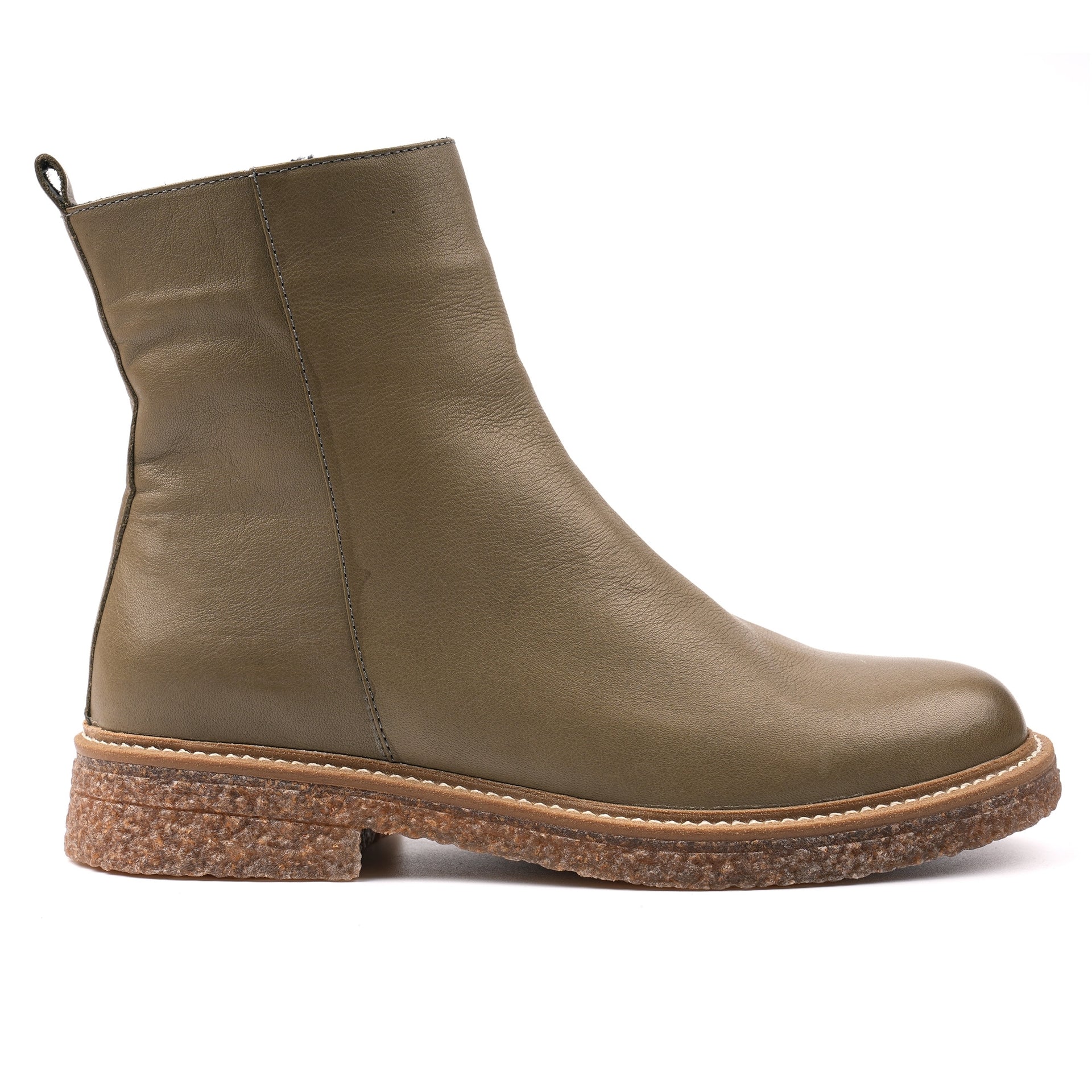 Mars Green Leather Ankle Boot