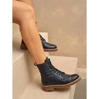 Venus Blue Leather Ankle Boot