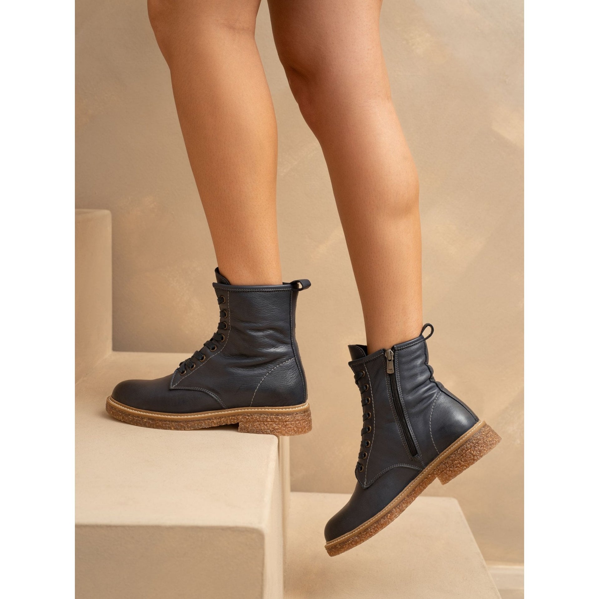 Venus Blue Leather Ankle Boot