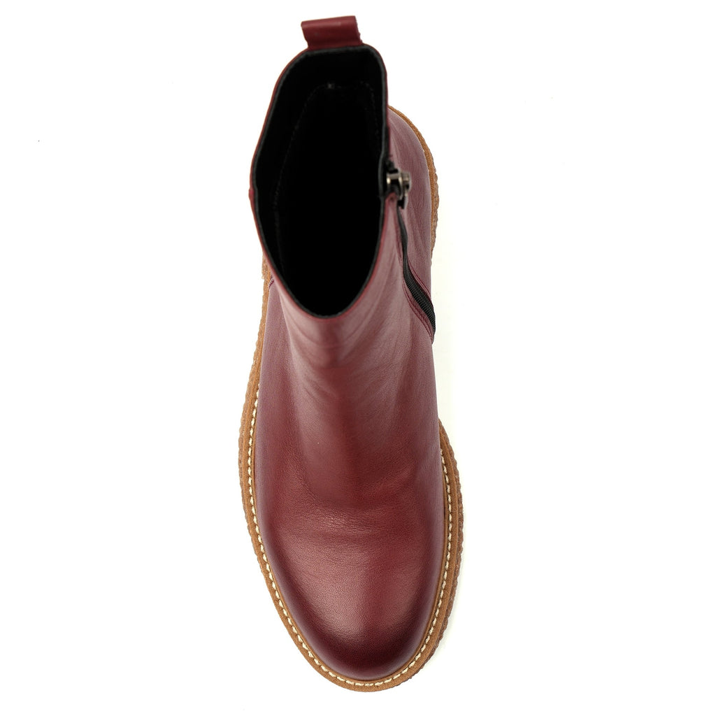 Mars Burgundy Leather Ankle Boot