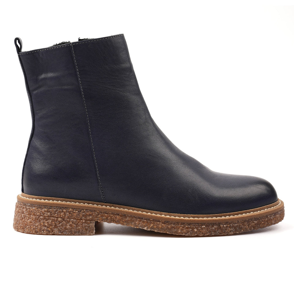 Mars Blue Leather Ankle Boot