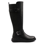 Devon Black Full Elastic Wide Fit Long Boot