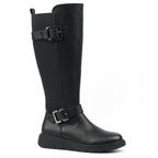 Devon Black Full Elastic Wide Fit Long Boot
