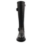 Devon Black Full Elastic Wide Fit Long Boot