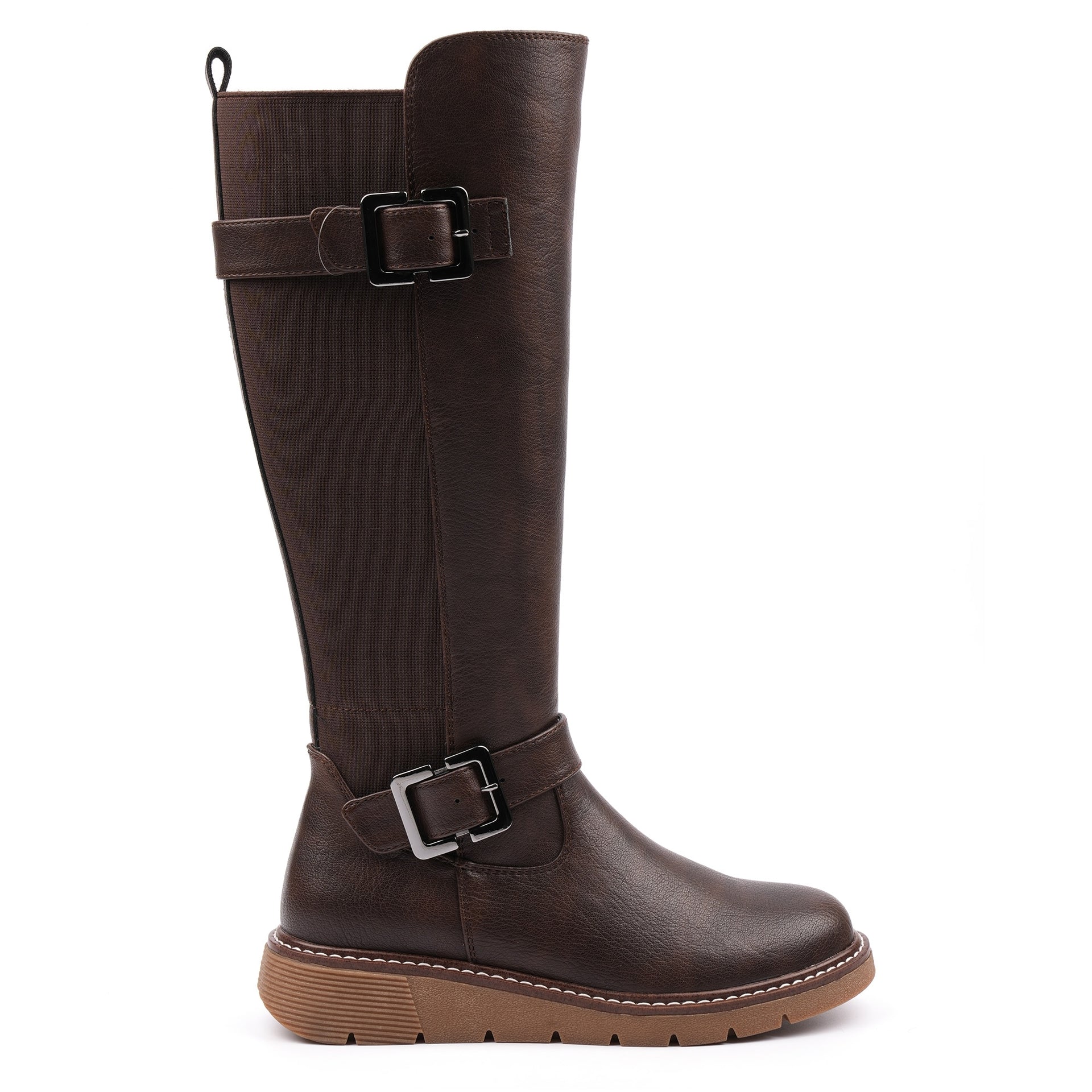 Devon Brown Full Elastic Wide Fit Long Boot