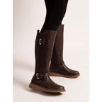Devon Brown Full Elastic Wide Fit Long Boot