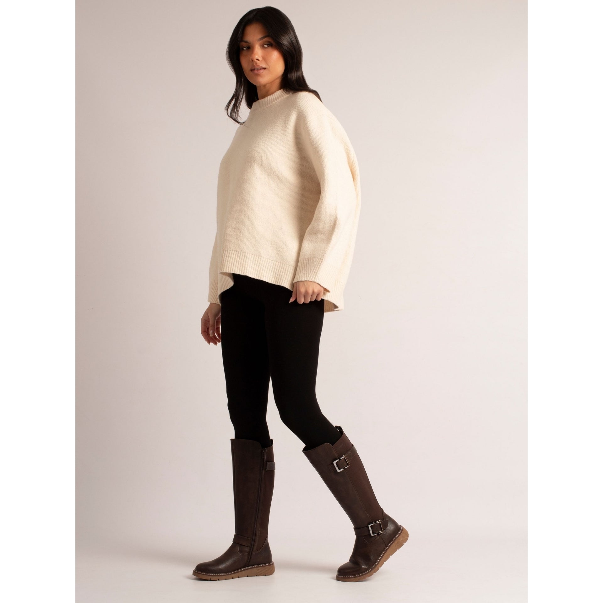 Devon Brown Full Elastic Wide Fit Long Boot