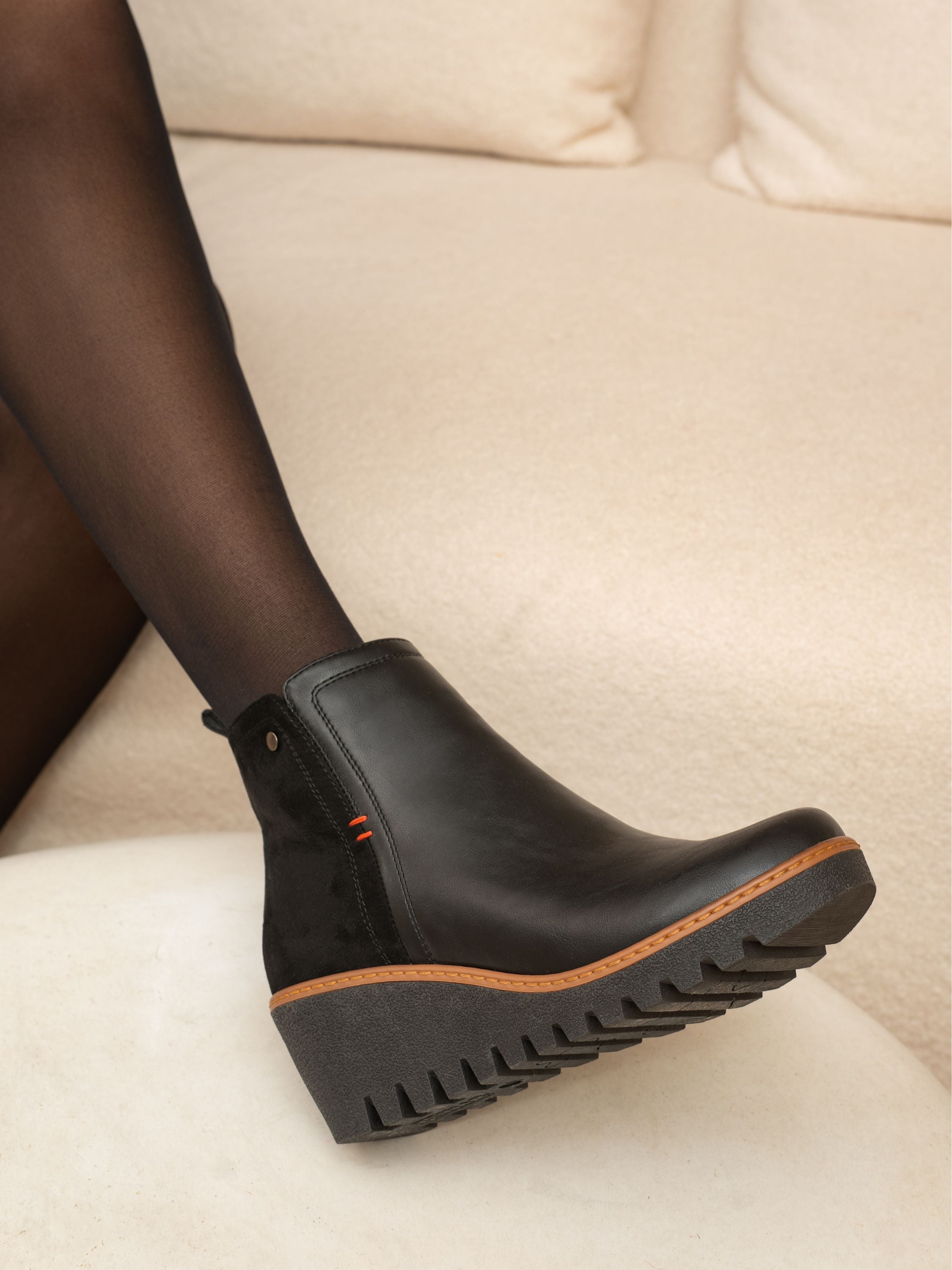 Pixie Black Ankle Wedge Boot