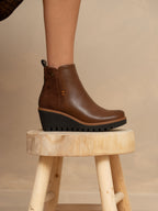 Pixie Tan Ankle Wedge Boot