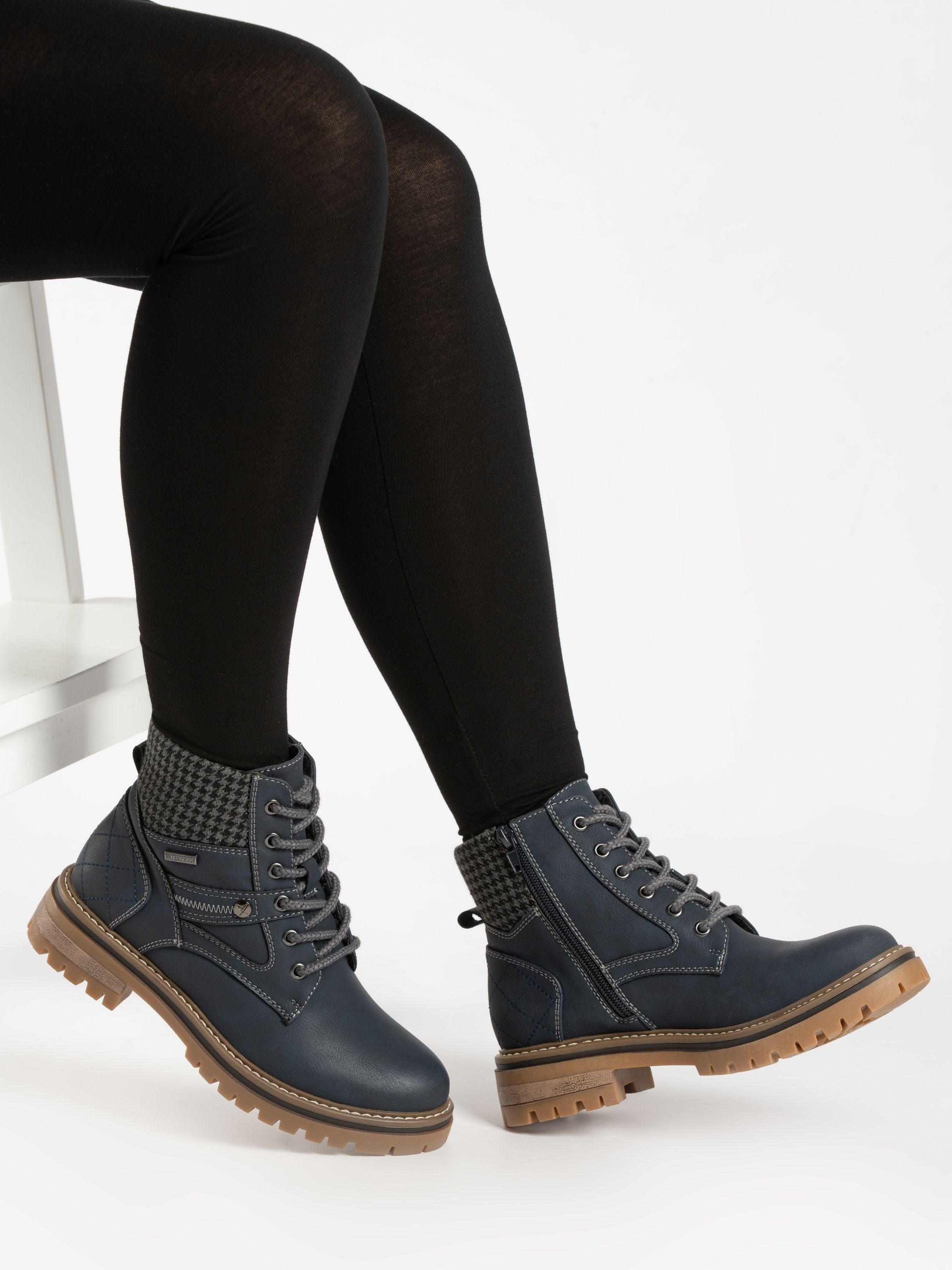 Cali Navy Waterproof Ankle Boot