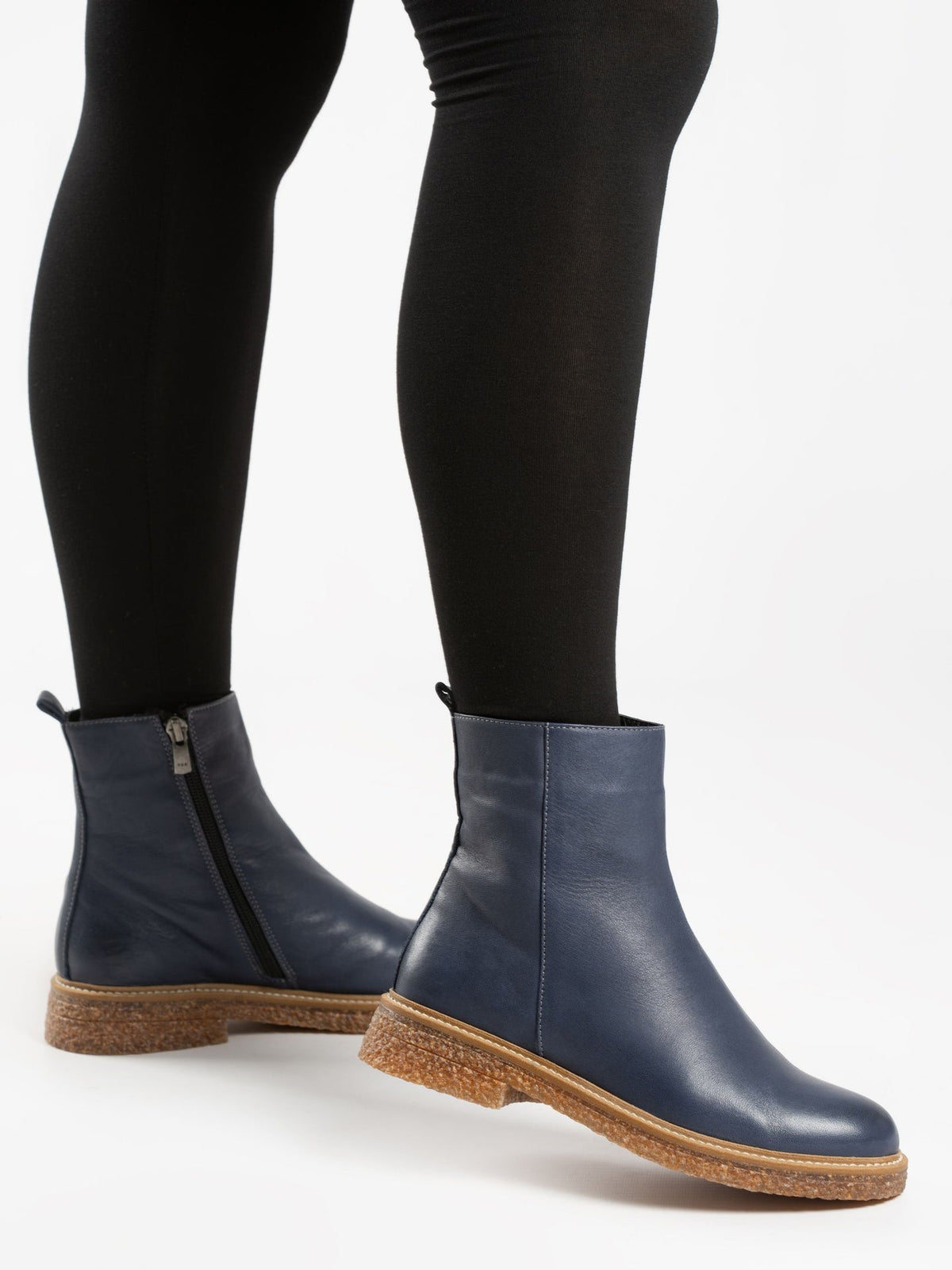 Mars Blue Leather Ankle Boot