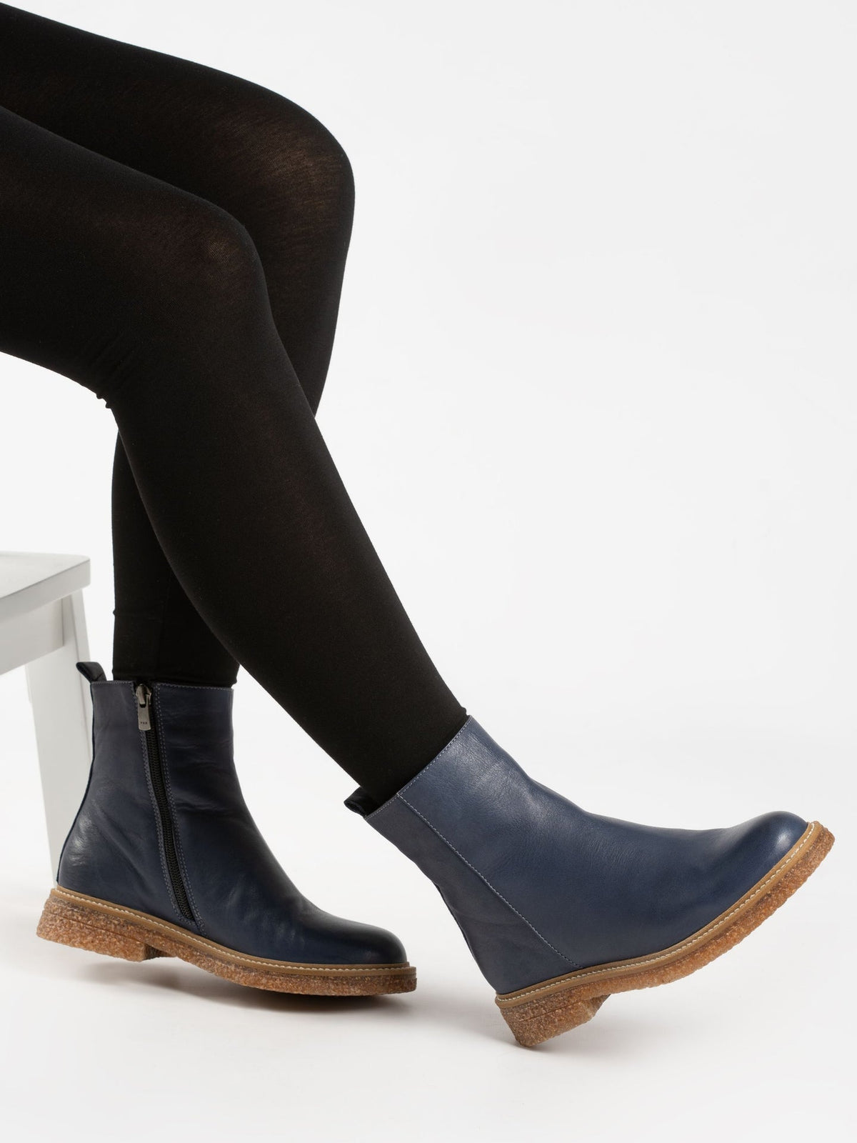 Mars Blue Leather Ankle Boot