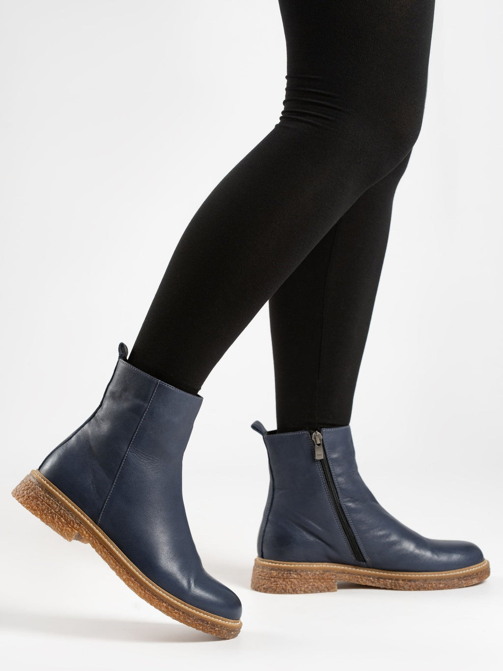 Mars Blue Leather Ankle Boot