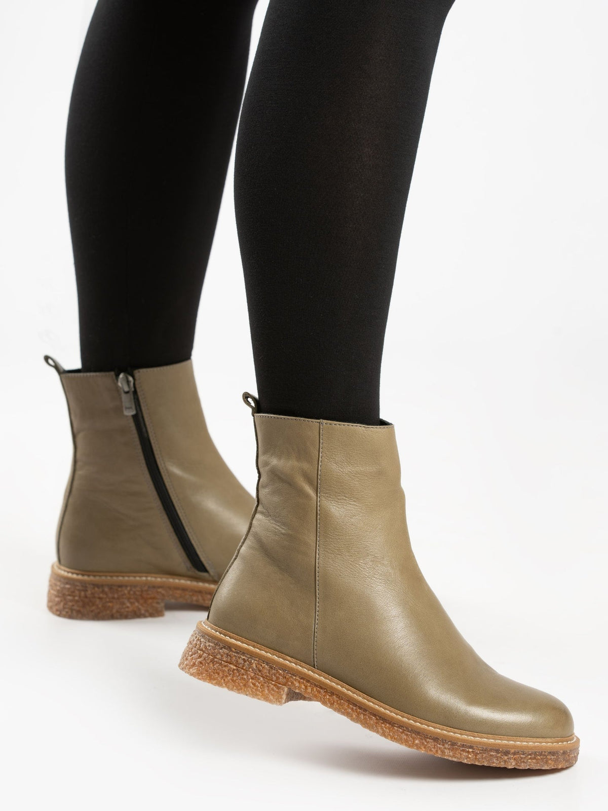 Mars Green Leather Ankle Boot