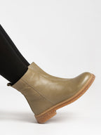 Mars Green Leather Ankle Boot