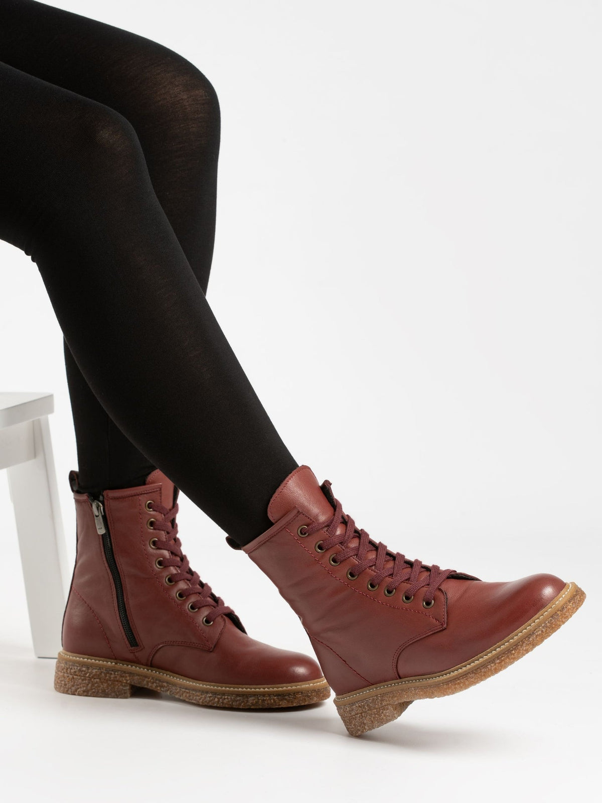 Venus Burgundy Leather Ankle Boot