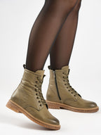 Venus Green Leather Ankle Boot