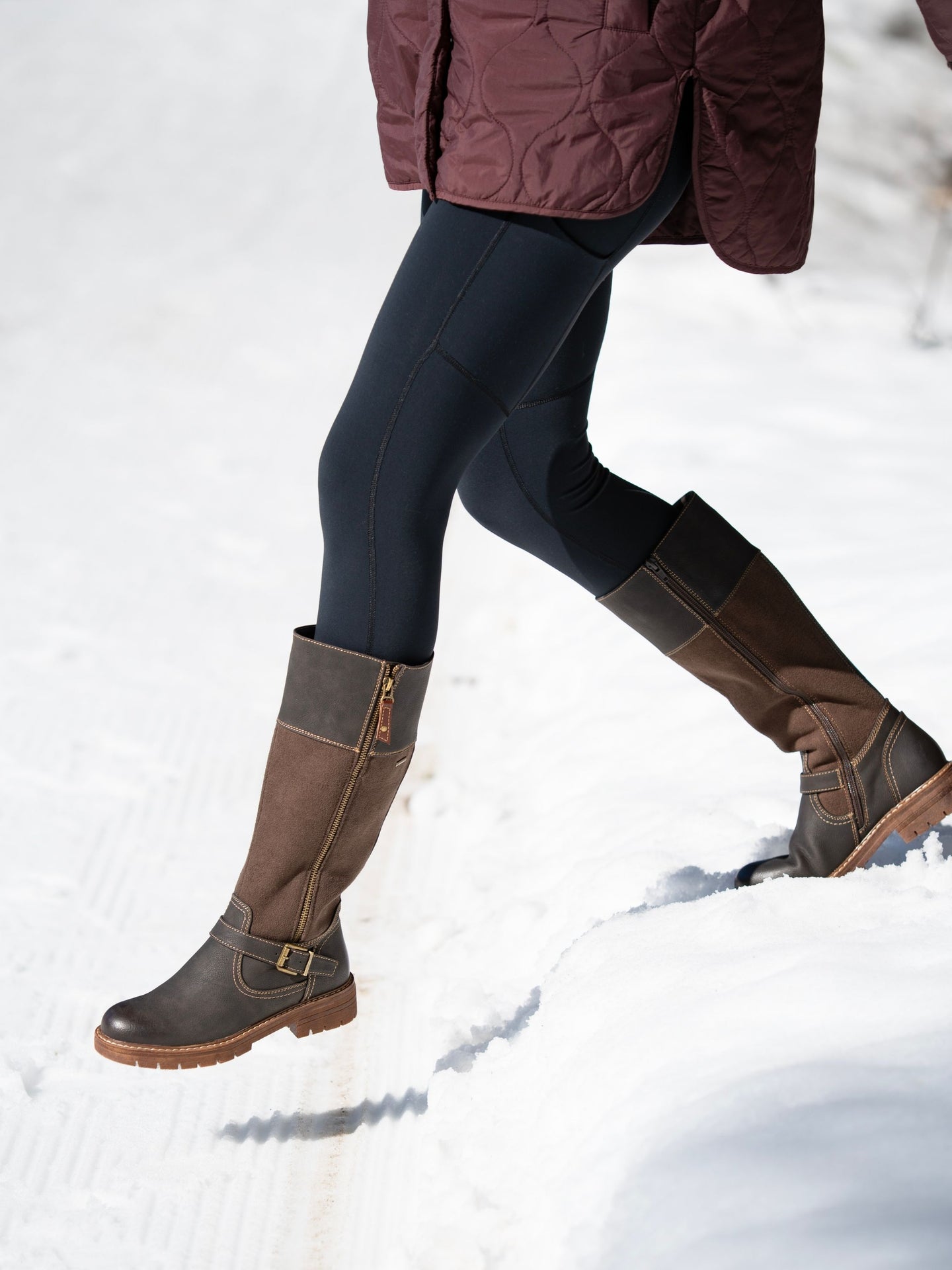 Joy Brown Waterproof Expanding Calf Long Boot