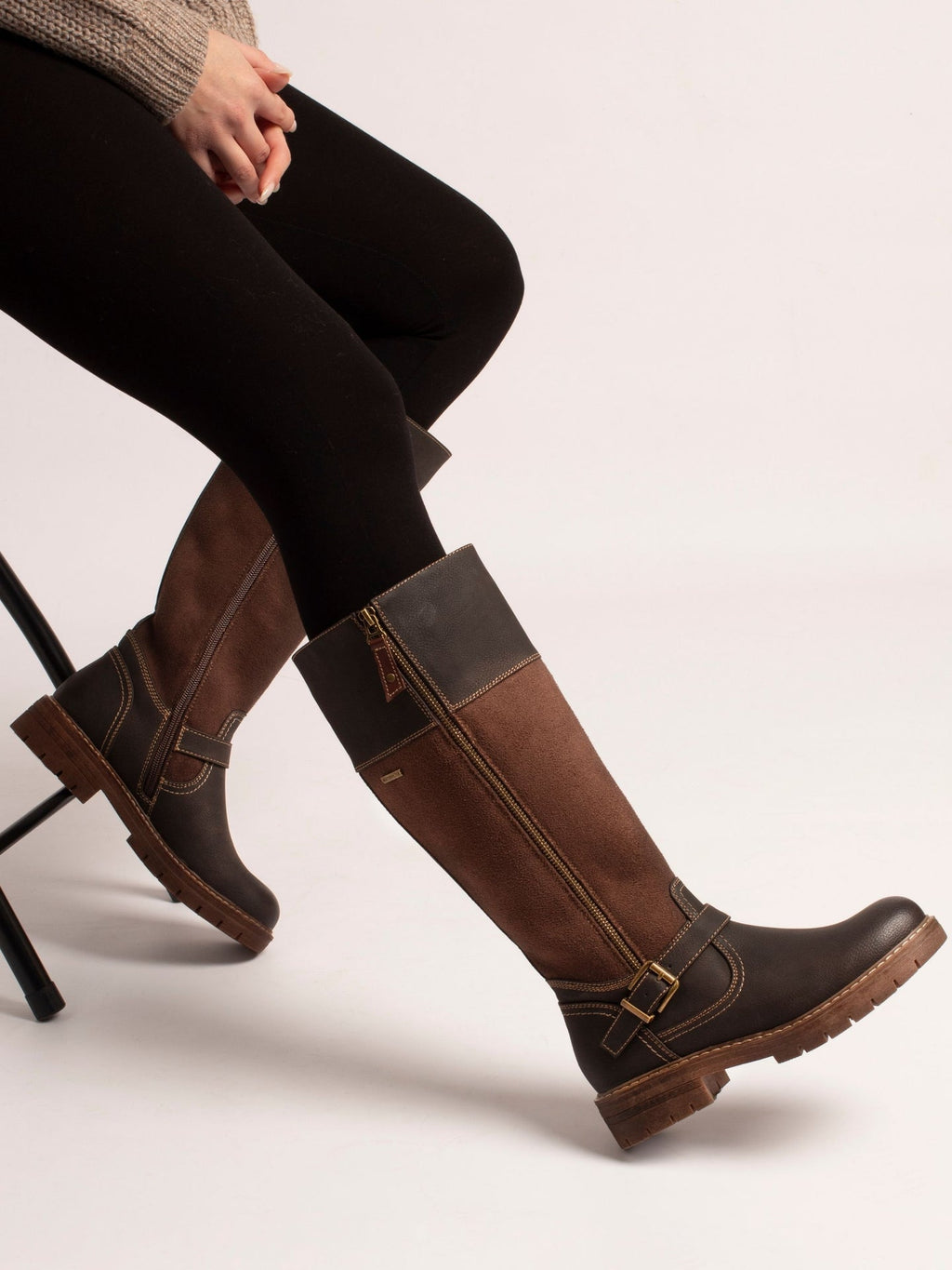 Joy Brown Waterproof Expanding Calf Long Boot