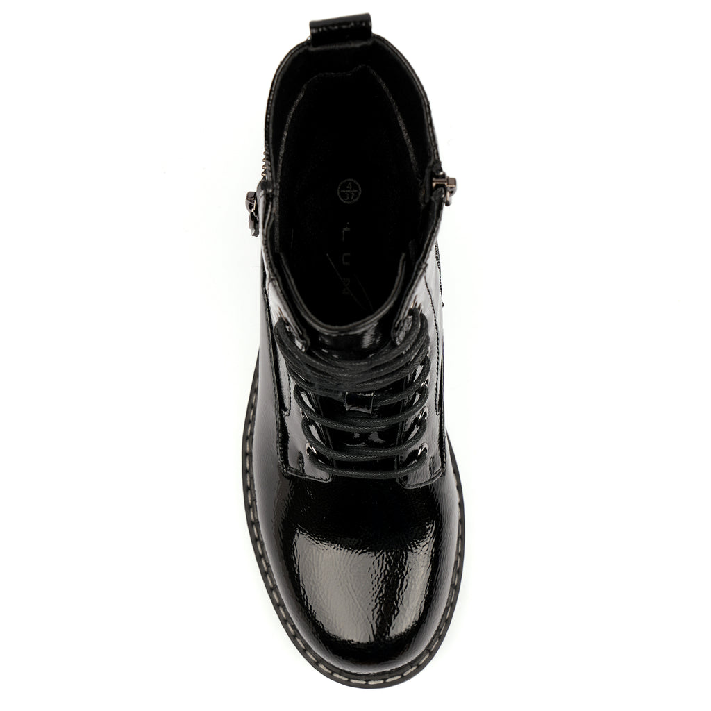 Allison Black Patent Ankle Boot