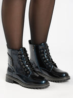 Allison Navy Patent Ankle Boot