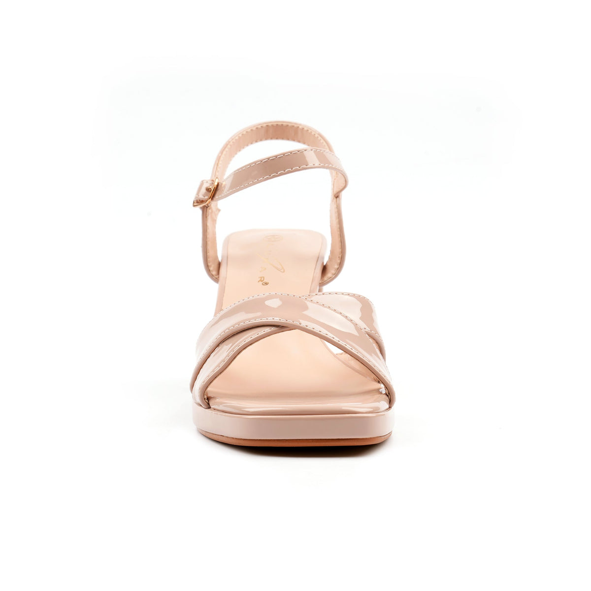 Justina Nude Patent Block Heel Sandal