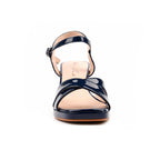 Justina Navy Patent Block Heel Sandal