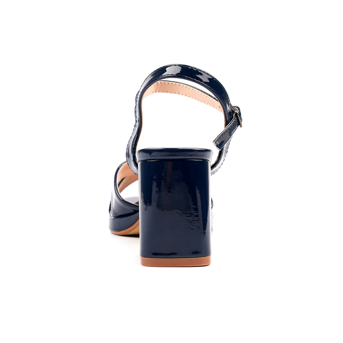 Justina Navy Patent Block Heel Sandal