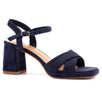 Justina Navy Block Heel Sandal